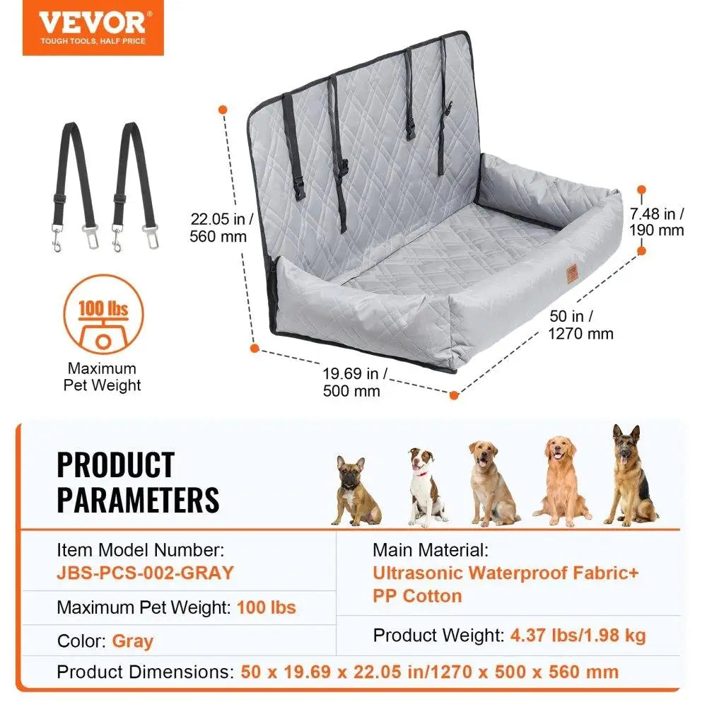 Pet Car Seat: med / Lge  Dog Max  100 lbs Gray