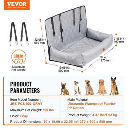 Pet Car Seat: med / Lge  Dog Max  100 lbs Gray