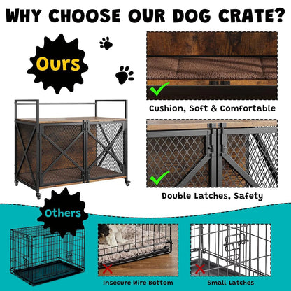 Large Wooden Dog Crate;, Decorative Table; Indoor Dog Cage;