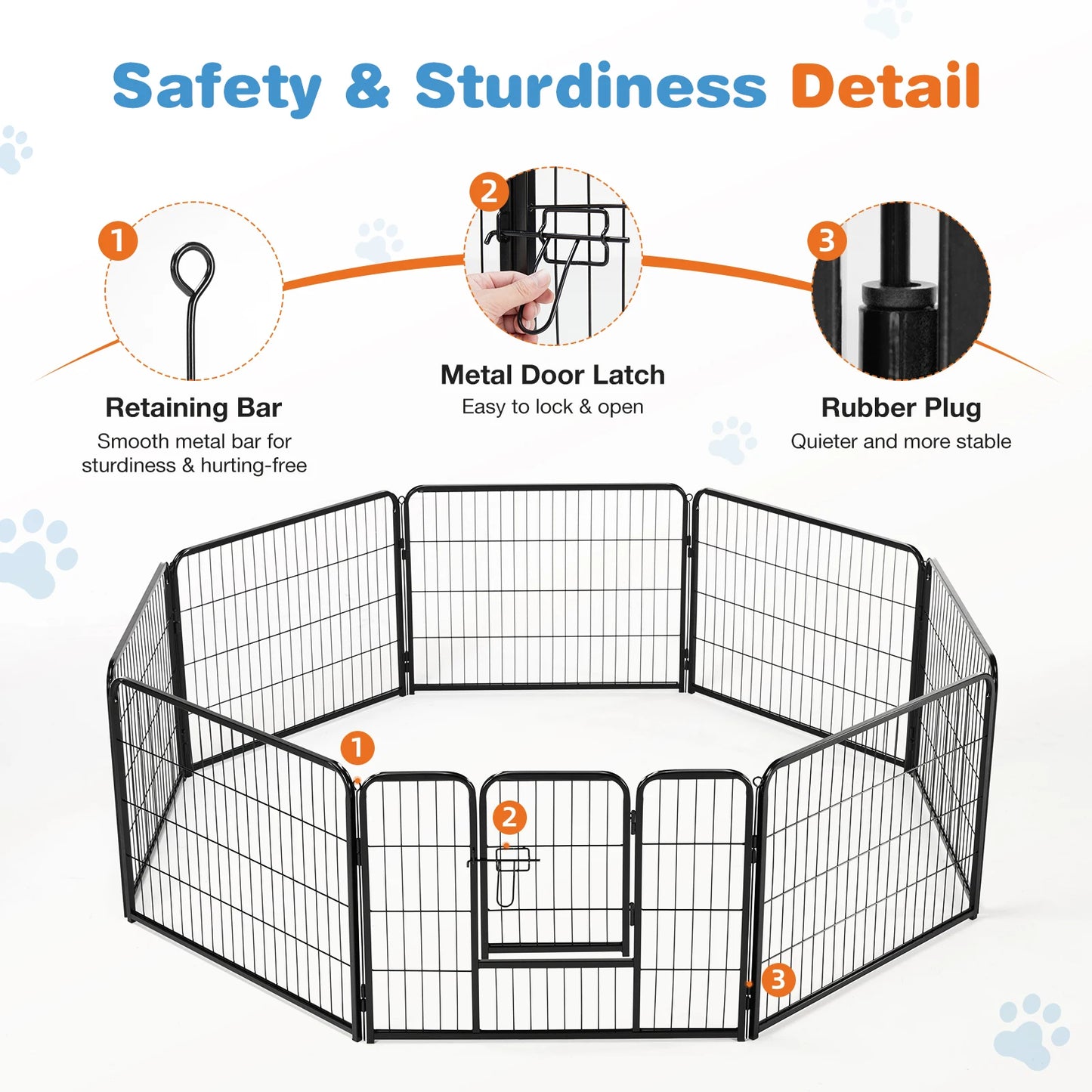 8 Panel Dog Playpen Indoor; Exercise Fence  Outdoor;