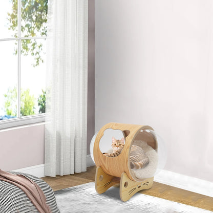 Cat Wooden Modern Pet Bed House & Cushion;