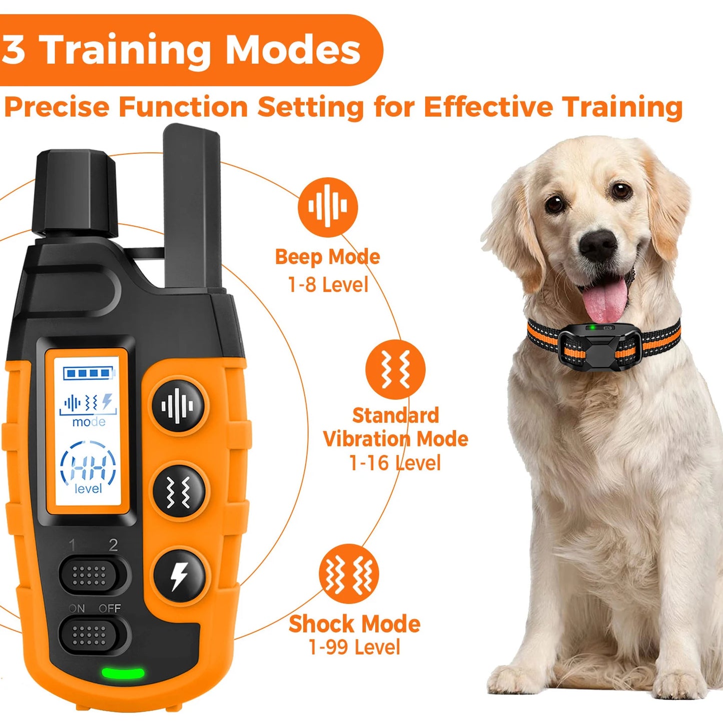 3300Ft Electric Dog Training Collar; Remote Control;  Shock Vibration;