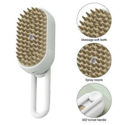 3-in-1Pet Hair Brush;  Electric Pet Cleaning Brush; Steam Spray Brush; Massage Hair Removal brush;