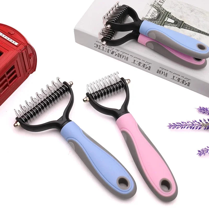 Pets Fur Knot Cutter Grooming ;Shedding Tools Pet Hair Removal; Comb /Brush Double sided;
