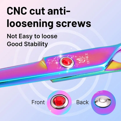 Classical Model homeuser Alloy steel 6.5/7.0 Inch rainbow&black dog grooming scissors; Shears set for household pet owner;