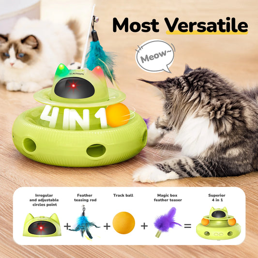 Magic Box Cat Teaser,  Yellow-green w/ base feather;