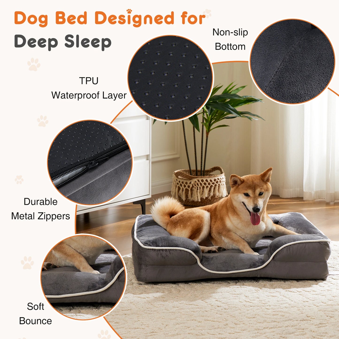 Orthopedic Dog Bed; Memory Foam Bed Small Dogs & Cats;