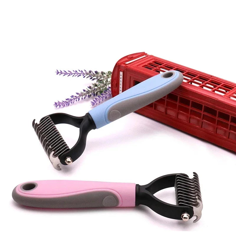 Pets Fur Knot Cutter Grooming ;Shedding Tools Pet Hair Removal; Comb /Brush Double sided;