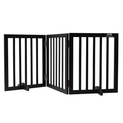Freestanding Wood Pet Gate; 3 Panels Foldable ;Adjustable