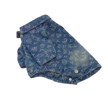 Denim Clothes for Small Medium Dogs;  Polyester ;Snap Button Coats