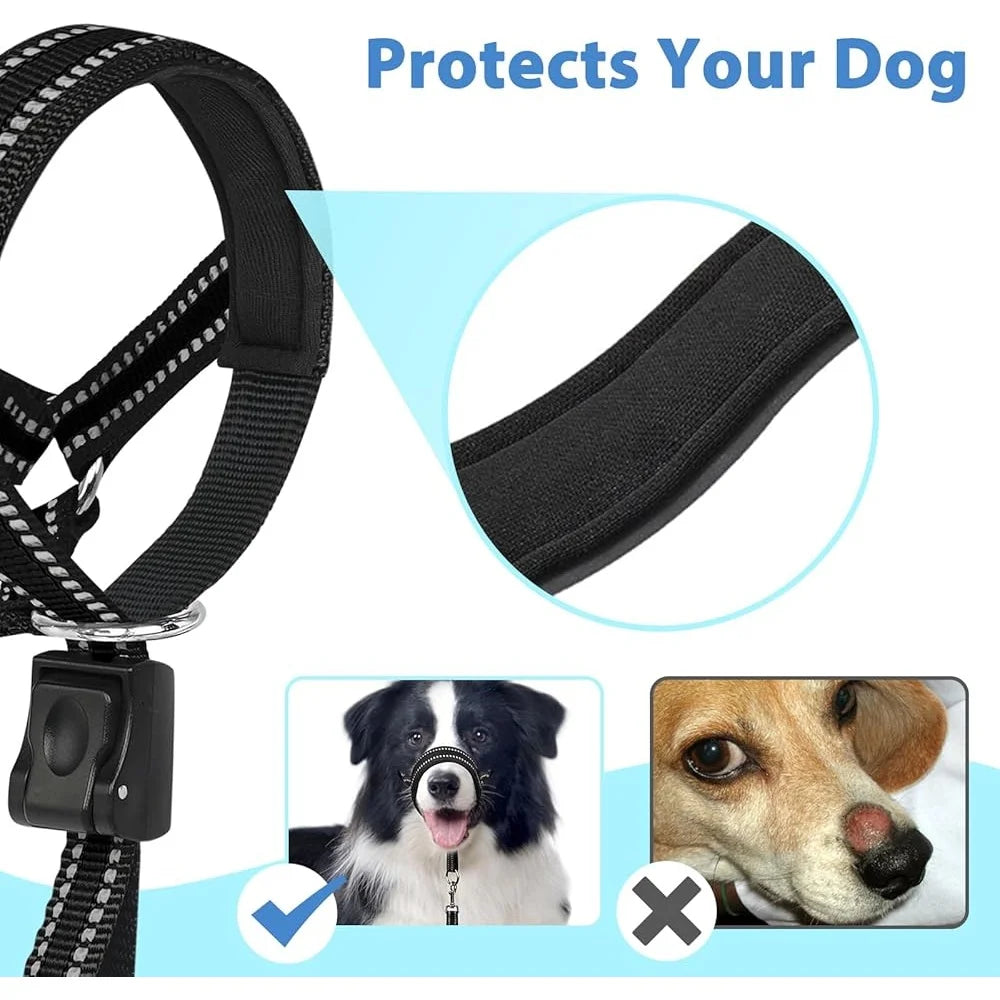No Pull; Padded Safety Nose Leash ;Reflective Head Harness;