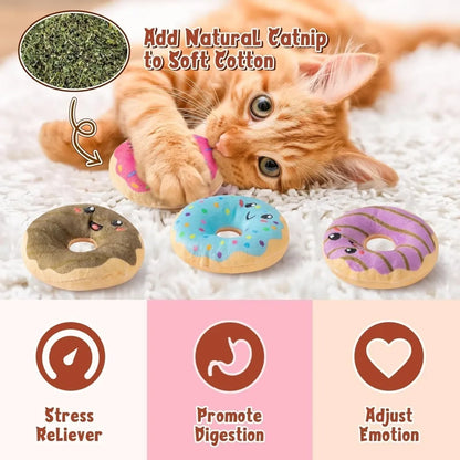 5 pc. Donut Catnip Toys;  Indoor Cats Chew ;