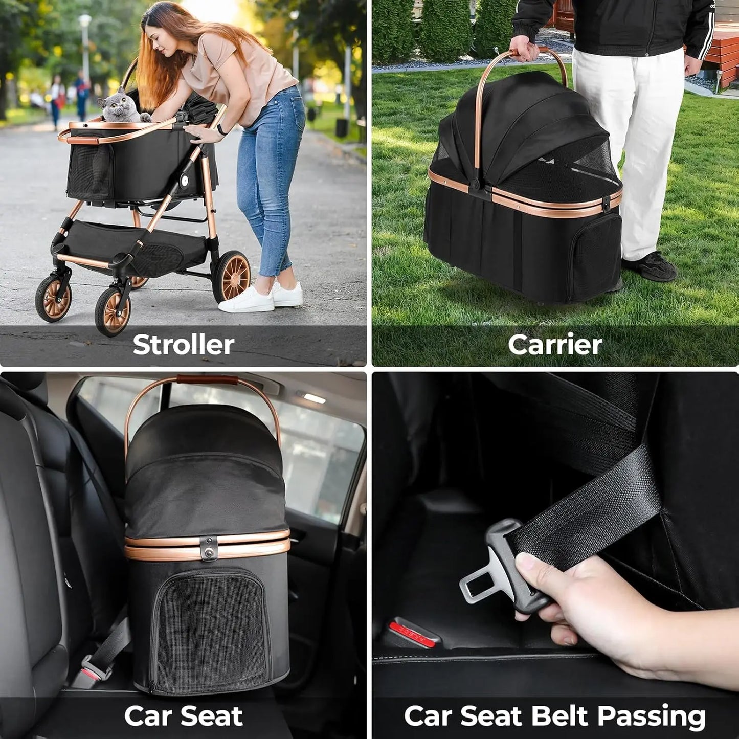 Dog/Cat Stroller; Box Can Be Attached in Car; Transport Foldable;