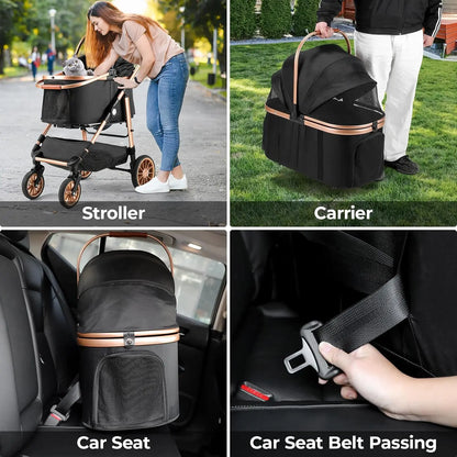 Dog/Cat Stroller; Box Can Be Attached in Car; Transport Foldable;