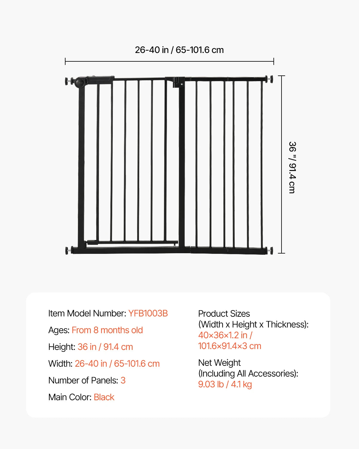Dog Gate Walk Thru; Child Pet Security; Pressure Mount;