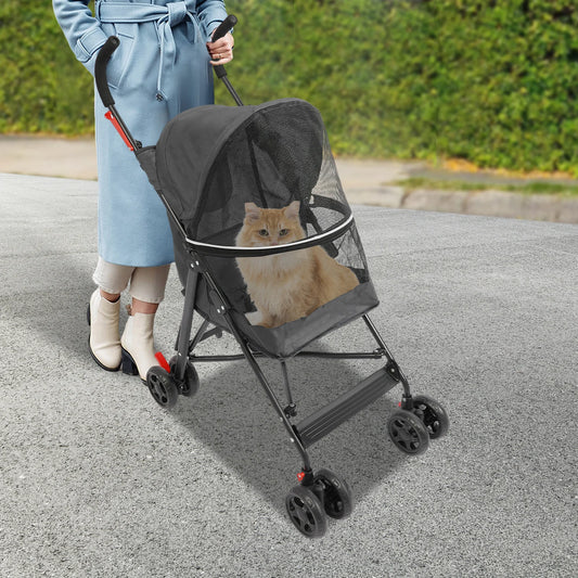 Pet Travel Stroller/ Foldable;Transport Cat/dog Stroller w/Safety Rope;