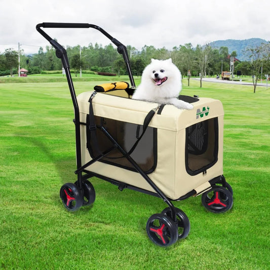 Pet Carrier w /4 Wheels, Detachble, Basket, Portable  Stroller/ Small/Medium Pets