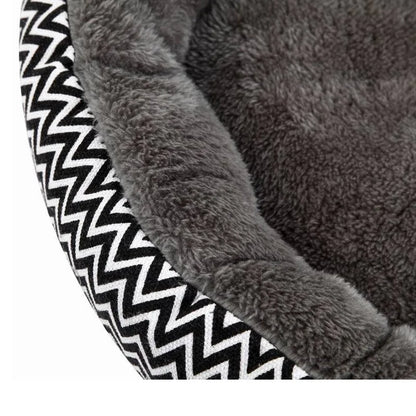 2024 New Wave Pattern Round Pet Bed; Ultra Soft Arctic Fleece Warm Cat/ Dog Nest for Small Pets ; Car Travel;