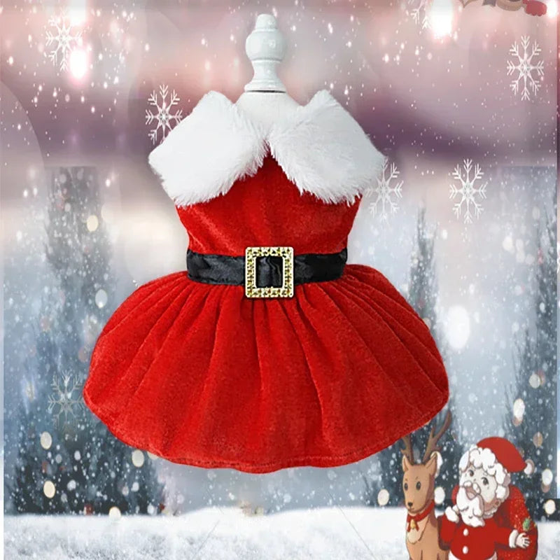 Dog Christmas Coat;Dog  Xmas Dress Red ; Dog Costume;