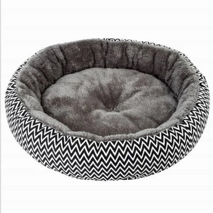 2024 New Wave Pattern Round Pet Bed; Ultra Soft Arctic Fleece Warm Cat/ Dog Nest for Small Pets ; Car Travel;