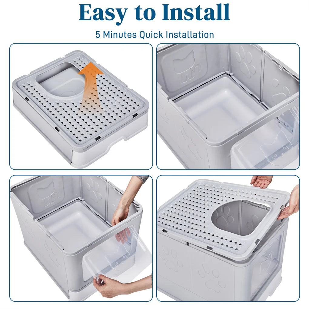 Enclosed Cat Litter Box ; , Detachable Lid; Cat Toilet w/ Scoop