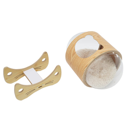 Cat Wooden Modern Pet Bed House & Cushion;