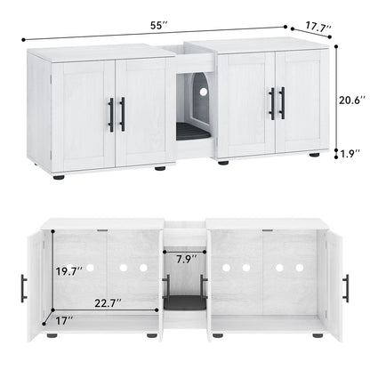 Double-Room Cat Litter Box;  2 Cat  Wooden Home Decor ;