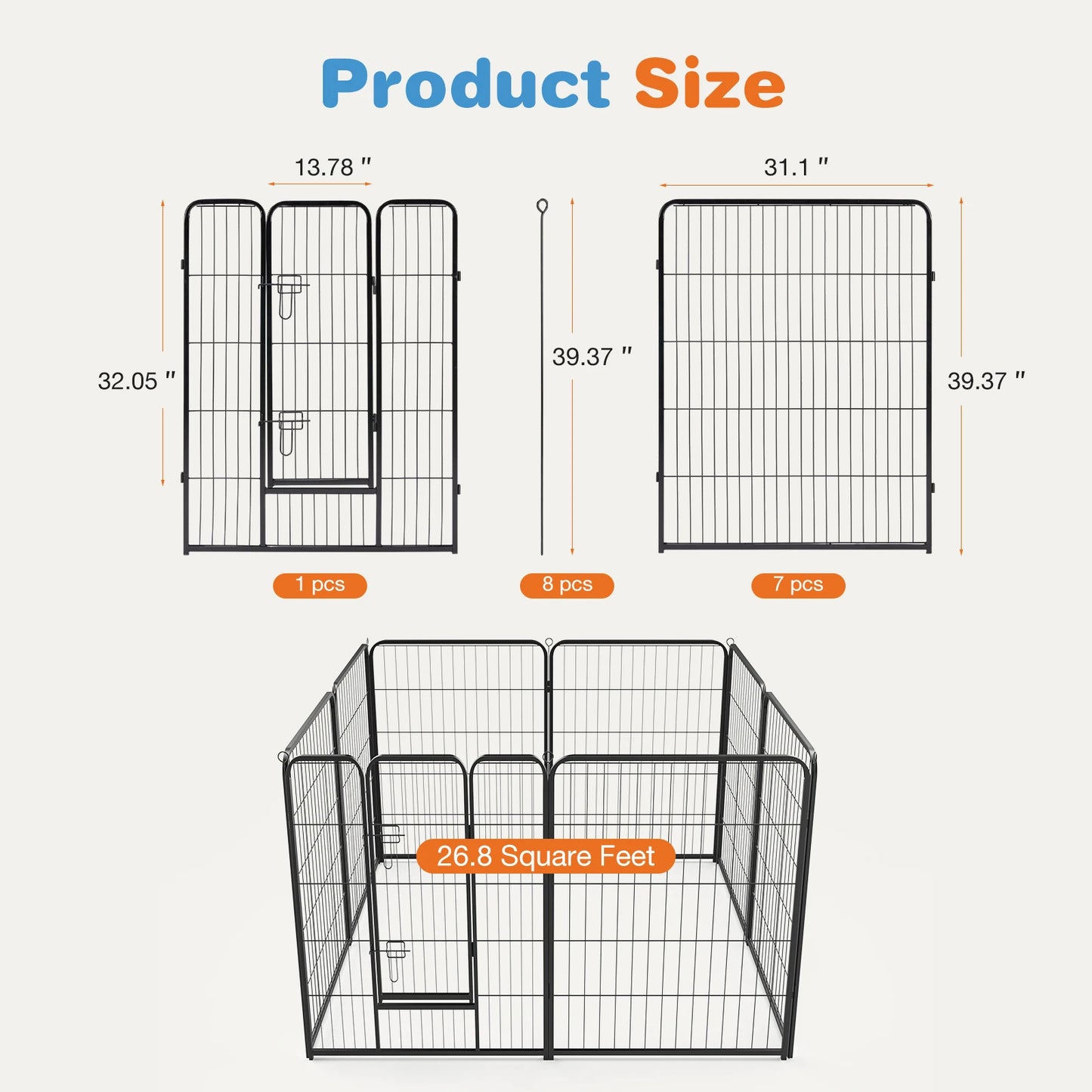 8 Panel Dog Playpen Indoor; Exercise Fence  Outdoor;