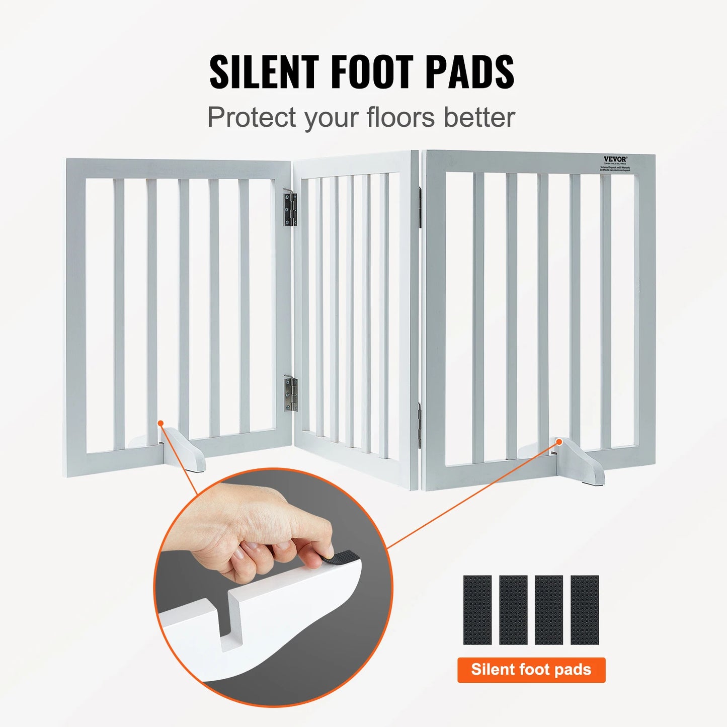 Freestanding Wood Pet Gate; 3 Panels Foldable ;Adjustable
