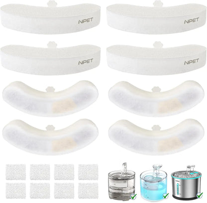 4 Pack Replacement Filters for WF050/WF100 Cat Water Fountain; WF210 Stainless Steel Pet Water Dispenser;