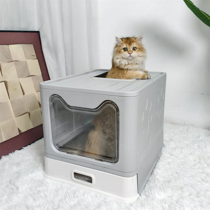 Enclosed  Cat Litter Box w/ Scoop; Large Litter Box Top / Front Entry ;