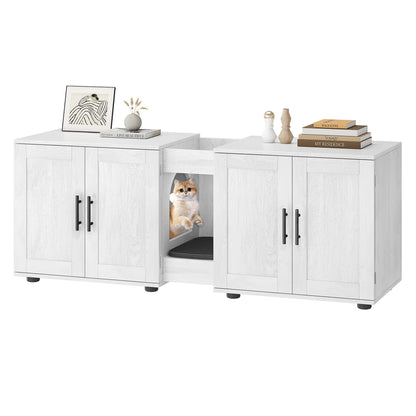 Double-Room Cat Litter Box;  2 Cat  Wooden Home Decor ;