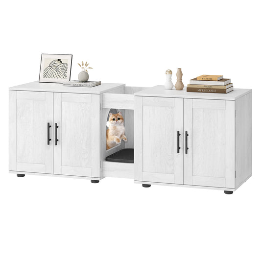 Double-Room Cat Litter Box;  2 Cat  Wooden Home Decor ;