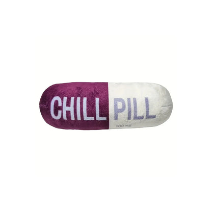 Interactive Plush Pill-Shaped Dog Toy with Squeaker;