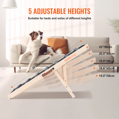 VEVOR Dog Ramp / Ladder; Adjustable Wooden Pet Ramp ;