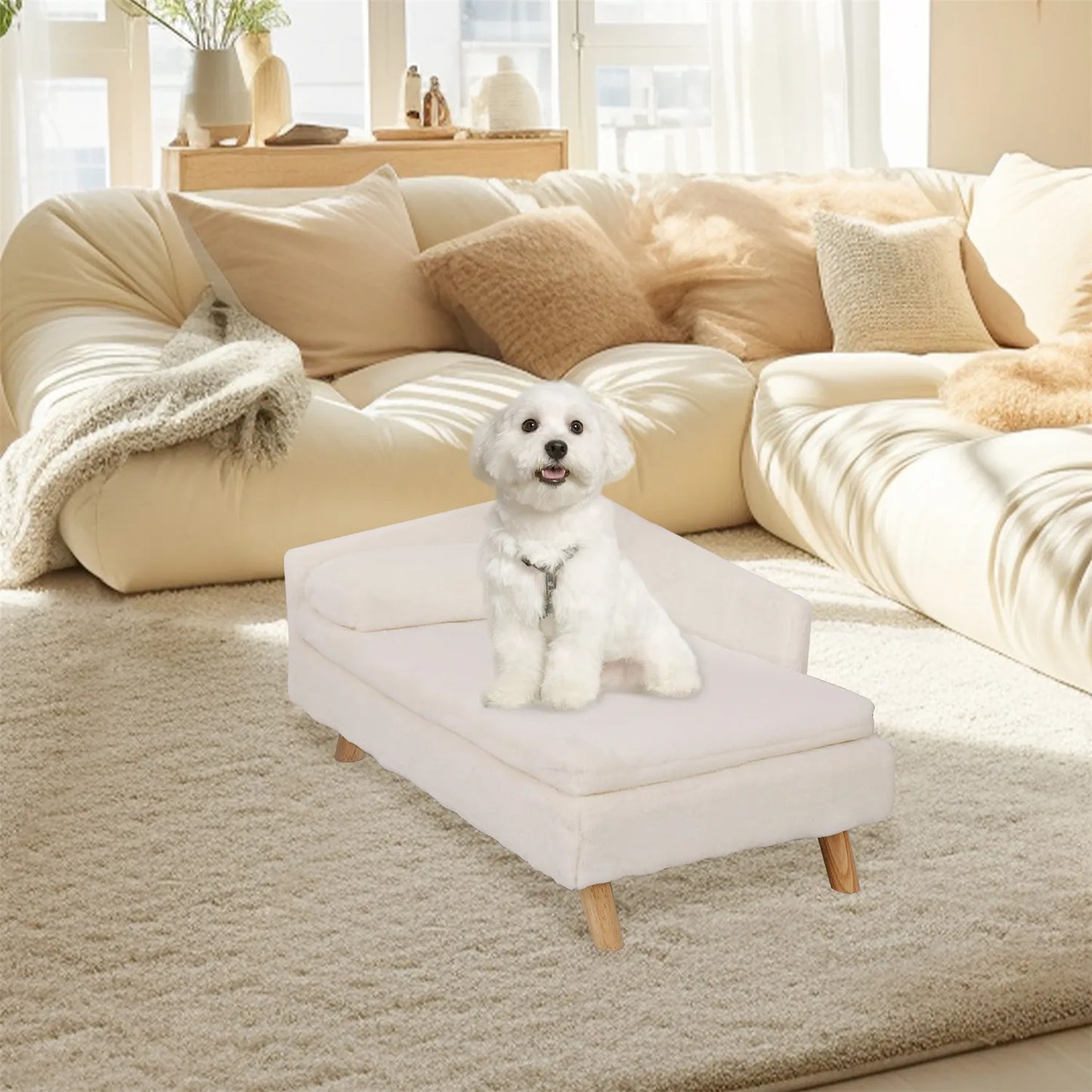 Elevated Pet Bed;Nordic Stool Bed w/ Pad; Waterproof Pet Sofa