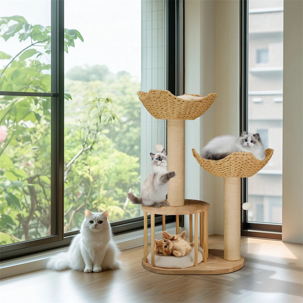 3-Tier Cat Tree Napping Perches Kitten Condo;