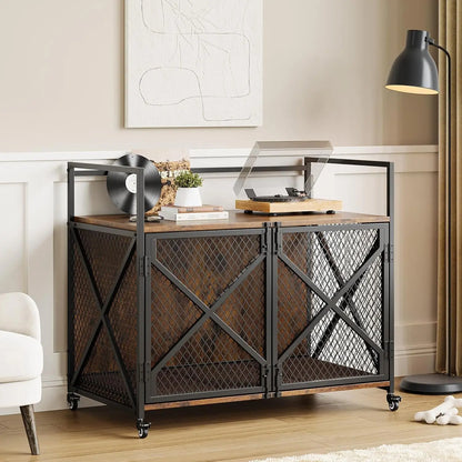 Large Wooden Dog Crate;, Decorative Table; Indoor Dog Cage;