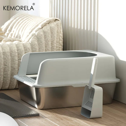 Stainless Steel Litter Box W/ Litter Mat& Scoop; HighVolume;