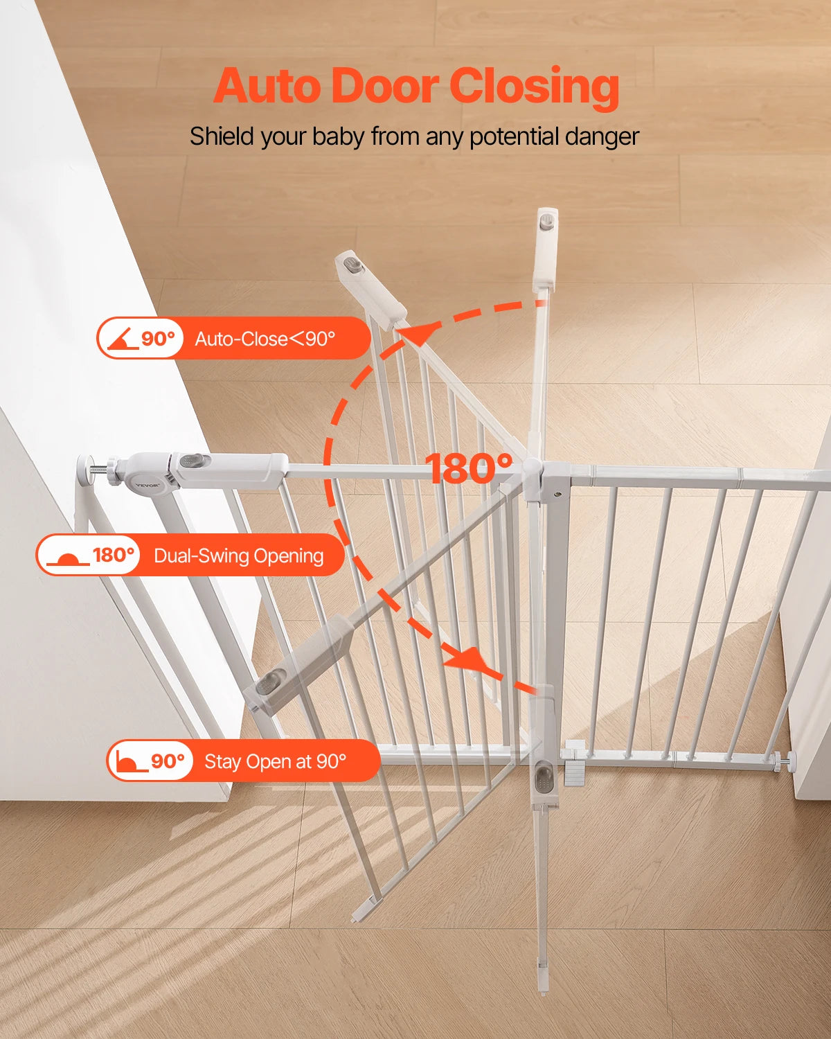 Dog Gate Walk Thru; Child Pet Security; Pressure Mount;