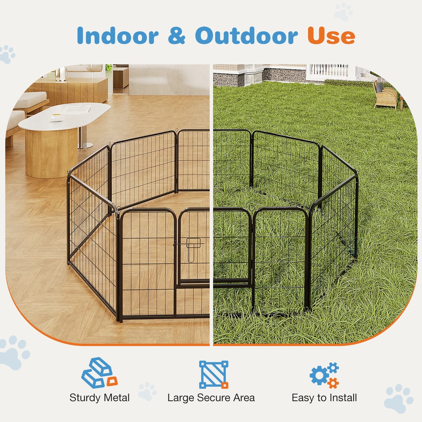 8 Panel Dog Playpen Indoor; Exercise Fence  Outdoor;