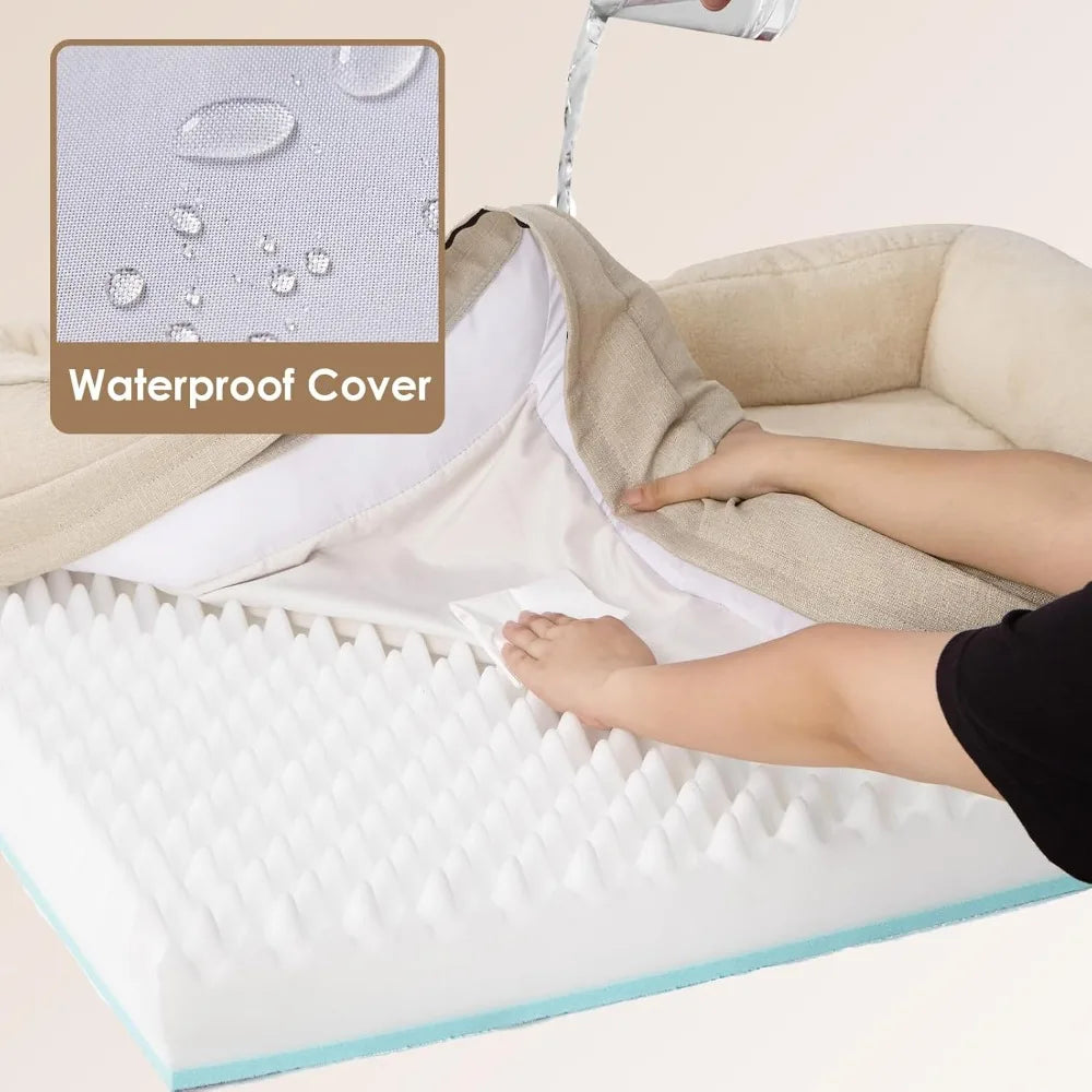 Memory Foam Dog Bed - Orthopedic Sofa with Sides,;