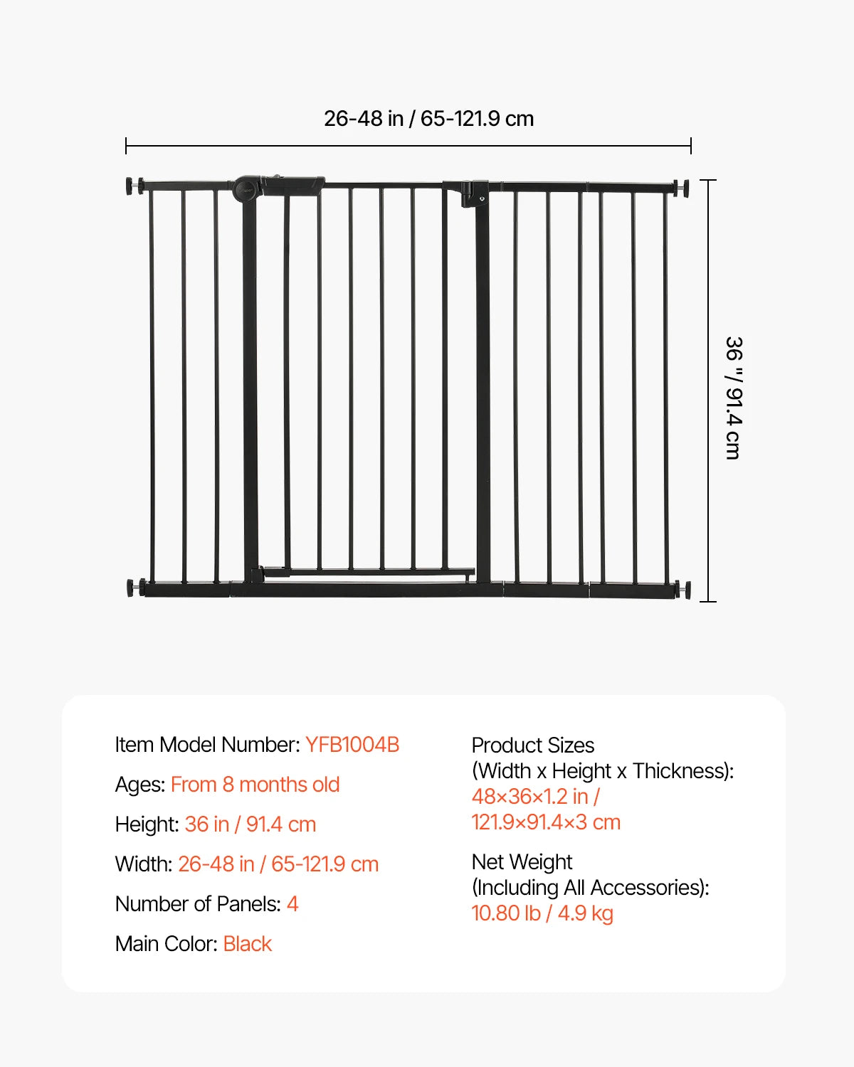 Dog Gate Walk Thru; Child Pet Security; Pressure Mount;