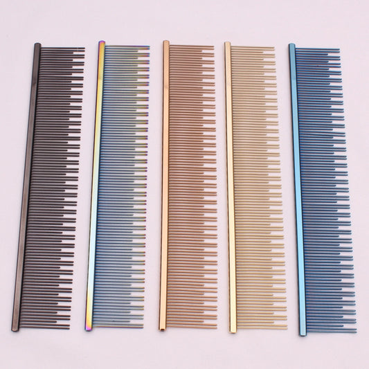 Copper Dog Grooming Combs; Pet Boundary Knot Massage Tools; Professional Salon  Hair Cleaning Crescent High/ Low Teeth