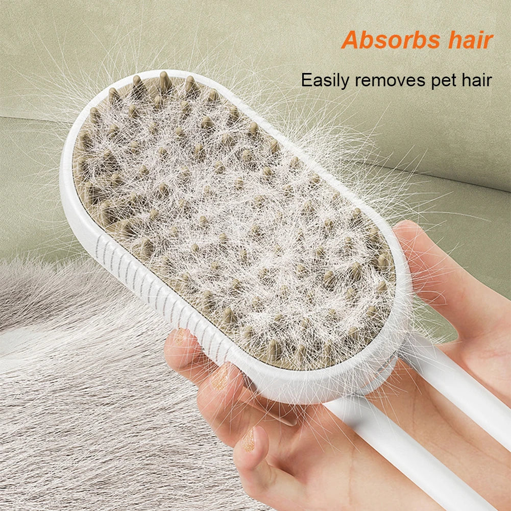 3-in-1Pet Hair Brush;  Electric Pet Cleaning Brush; Steam Spray Brush; Massage Hair Removal brush;