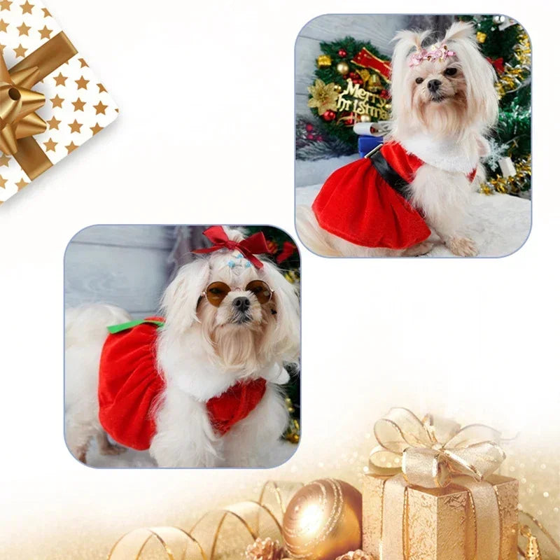 Dog Christmas Coat;Dog  Xmas Dress Red ; Dog Costume;