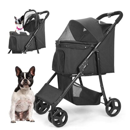 Pet Stroller;  Dog Stroller  w/ Brakes, Basket ;