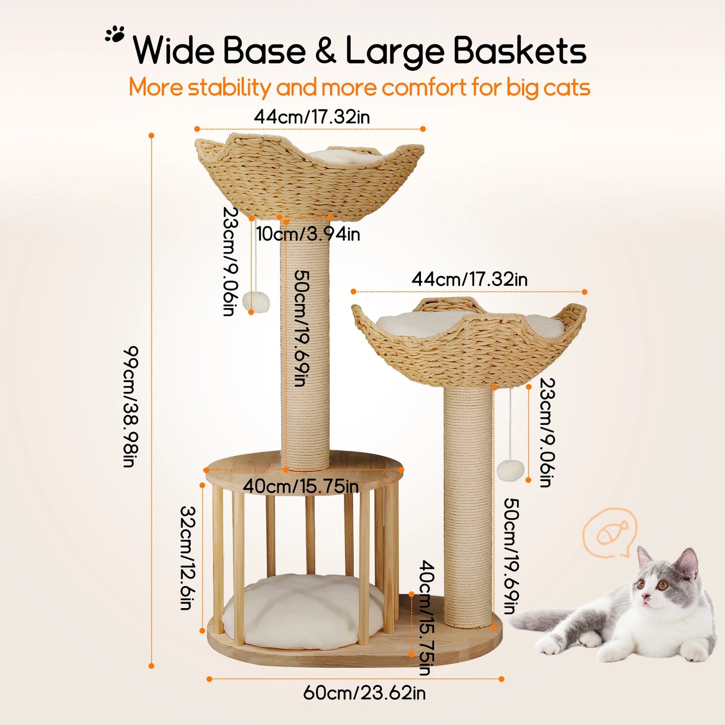 3-Tier Cat Tree Napping Perches Kitten Condo;