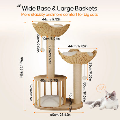 3-Tier Cat Tree Napping Perches Kitten Condo;