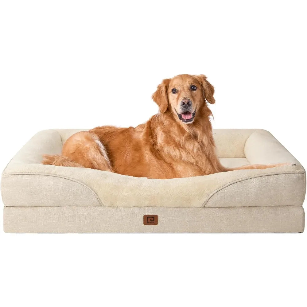 Memory Foam Dog Bed - Orthopedic Sofa with Sides,;